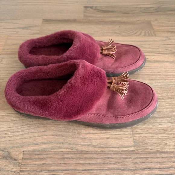 VIONIC Microfiber Slippers with Suede Tassel Faux Fur - Perrin Size 11 - Picture 2 of 7